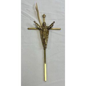 Vintage Brass Crucifix- 'Jesus On The Cross' Wall Hanging- 10x5 🤍